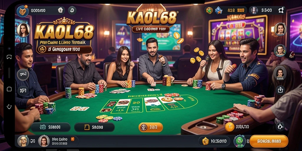 Screenshot gameplay KAOL68 yang menunjukkan suasana kasino yang hidup.