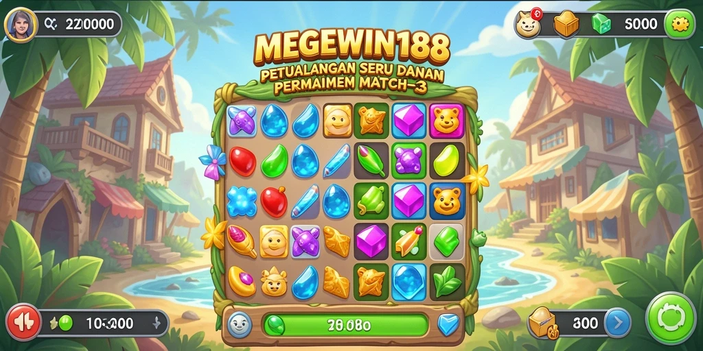Screenshot gameplay MEGEWIN188 yang menunjukkan aksi seru dalam permainan Match-3.