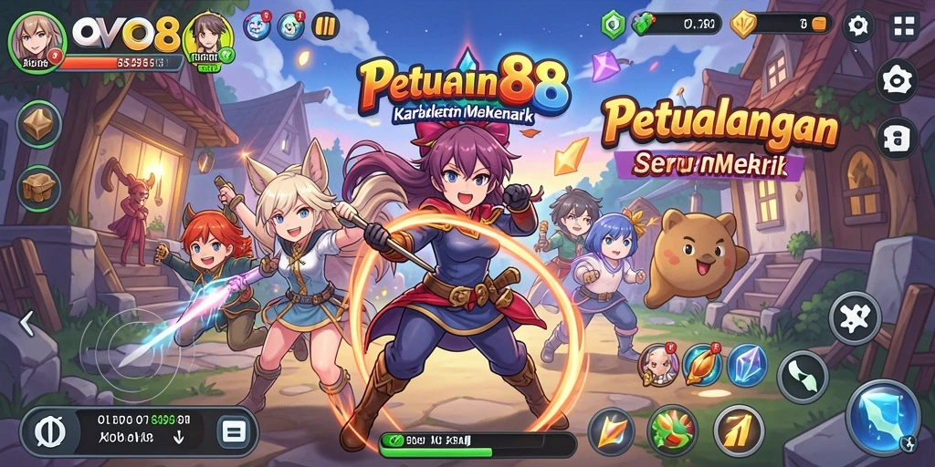Tampilan gameplay OVO88 dengan karakter anime yang beraksi.