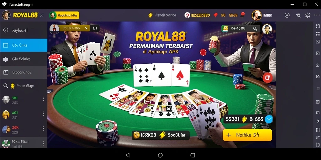 Screenshot gameplay ROYAL88 menampilkan suasana seru permainan poker.