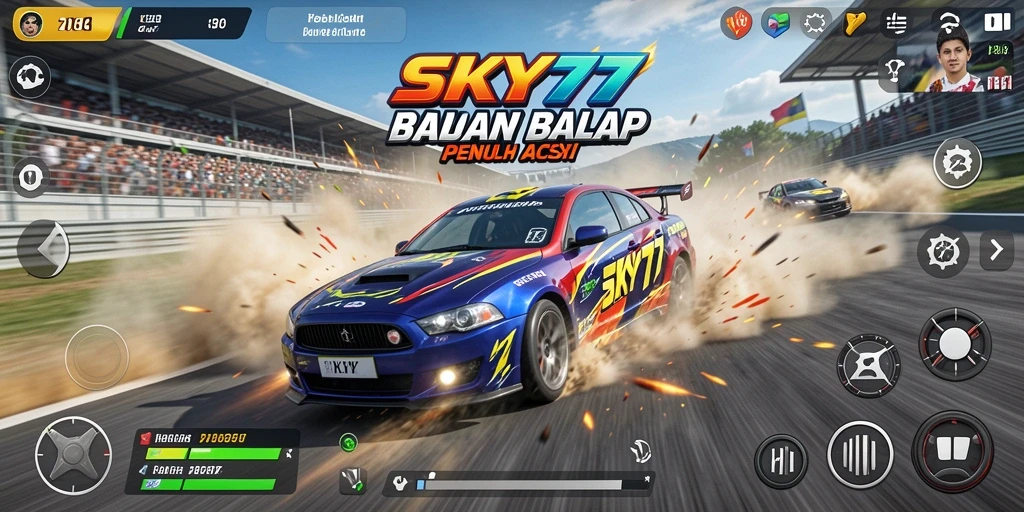 Tampilan luar biasa dari gameplay balapan SKY77 yang seru.